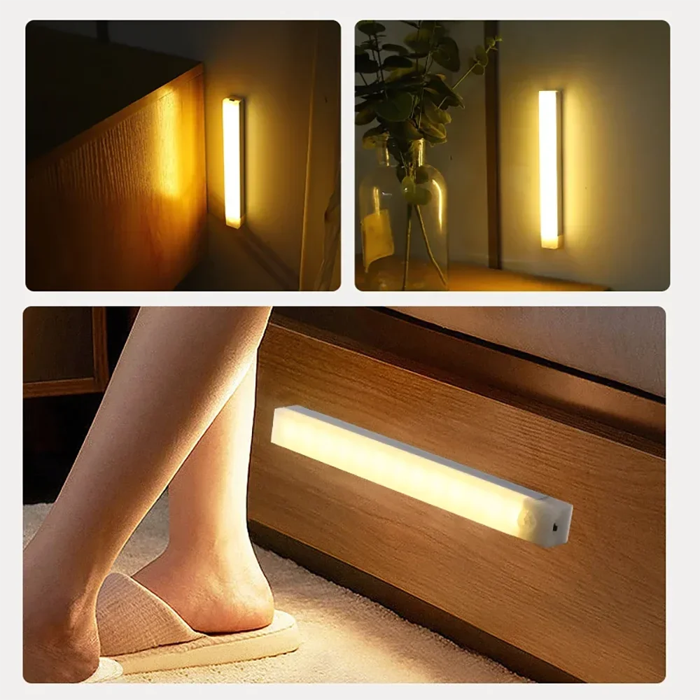 Cabinet Usb Rechargeable Motion Sensor Led Bar Light Induction Night Light Portable For Kitchen Bedside Wardrobe Closet