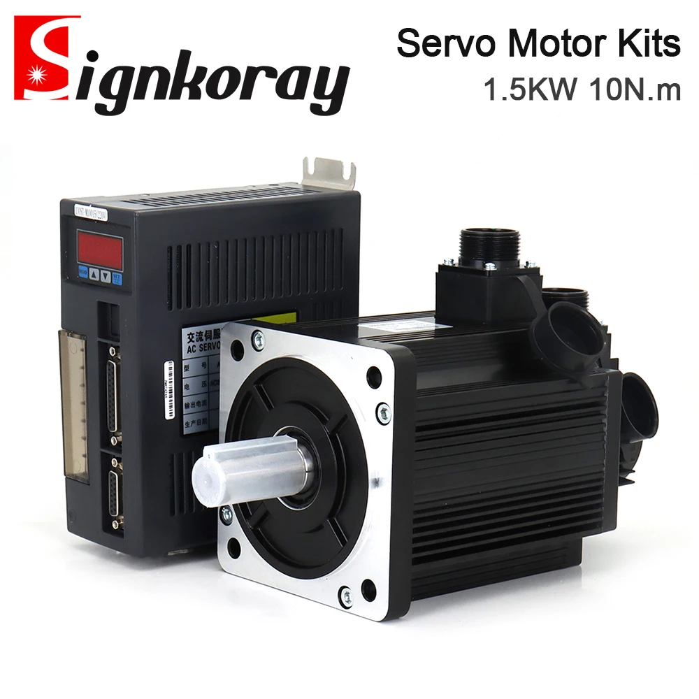 SignkoRay 1.5KW 10N.m AC Servo Motor Driver Kits 3000RPM 220V AC Motor AASD-30A+130ST-M10015 for CNC Router