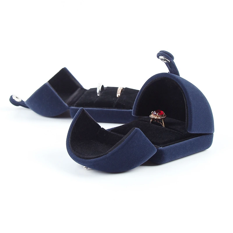 Double Open Velvet Wedding Special Design Ring Pendant Box Good Quality Jewelry Display Gift Case