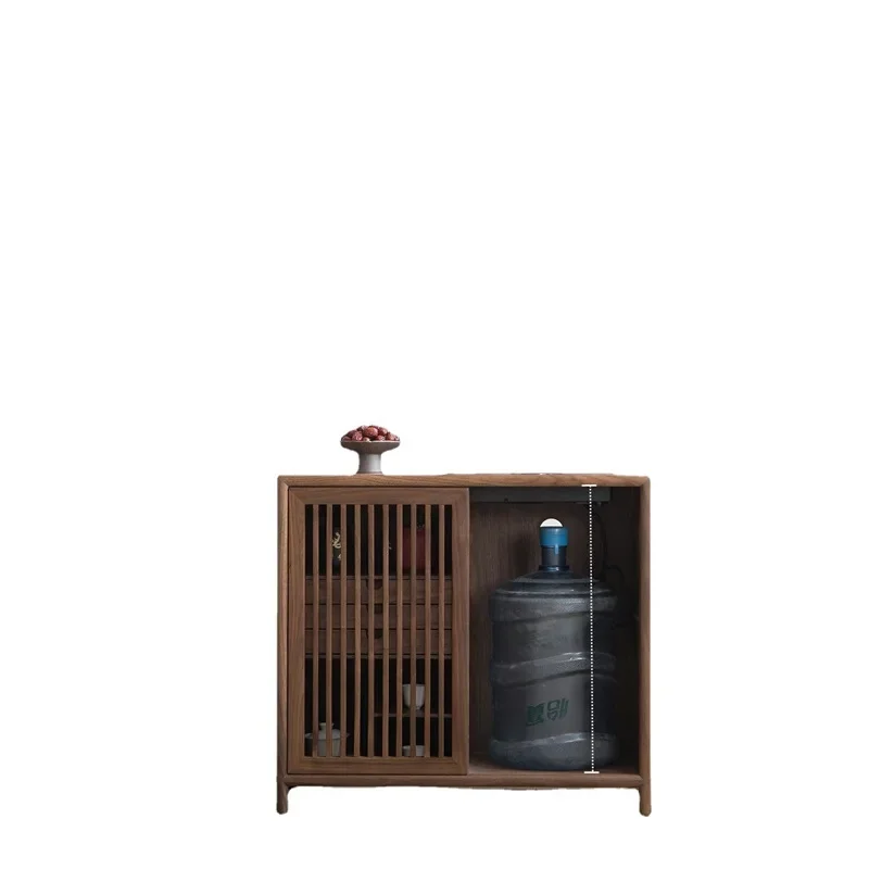 New Chinese-style tea cabinet, all solid wood, black walnut, bucket under the tea table