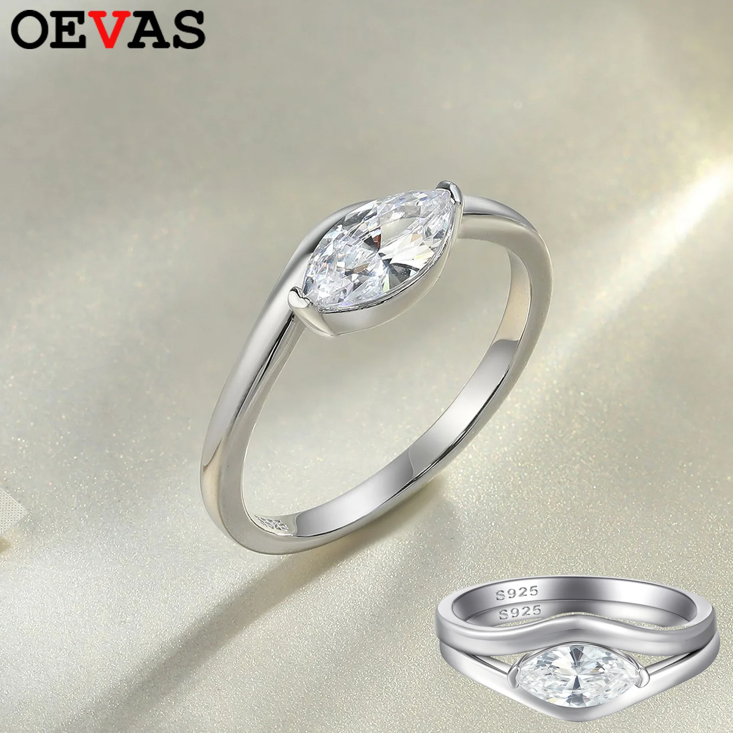

OEVAS 4,5*9 мм комплект колец с цирконом огранки маркизы для женщин 100% стерлинговое серебро S925 лабораторное обручальное кольцо с бриллиантами ювелирные изделия