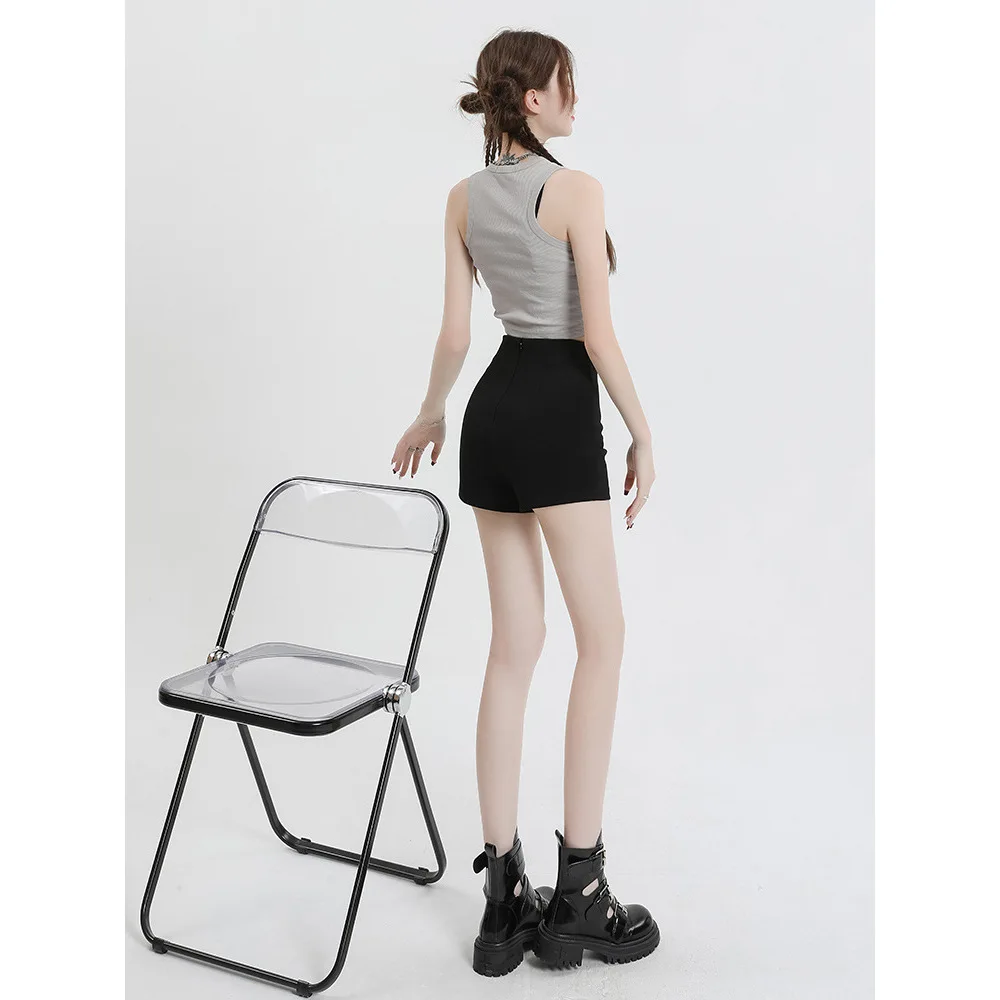 High Waist Black Skinny Shorts Women's Summer 2024 Casual Spicy Girl Outerwear Slimming Hot Pants Tummy Control Leggings