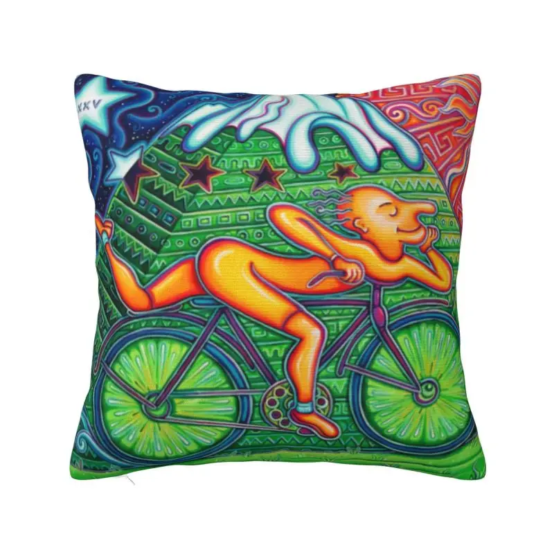 Custom Nordic Albert Hoffman LSD Bicycle Day Sofa Cushion Cover Polyester Acid Blotter Party Pillow Case Living Room Decoration