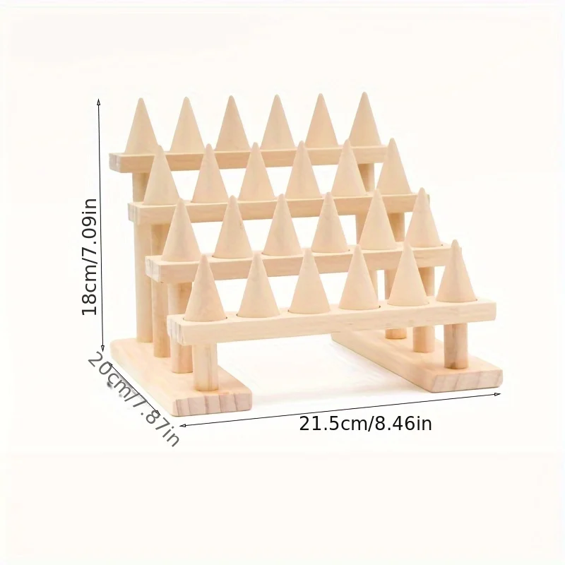 Wood Cone Ring Display Holder Jewelry Stand