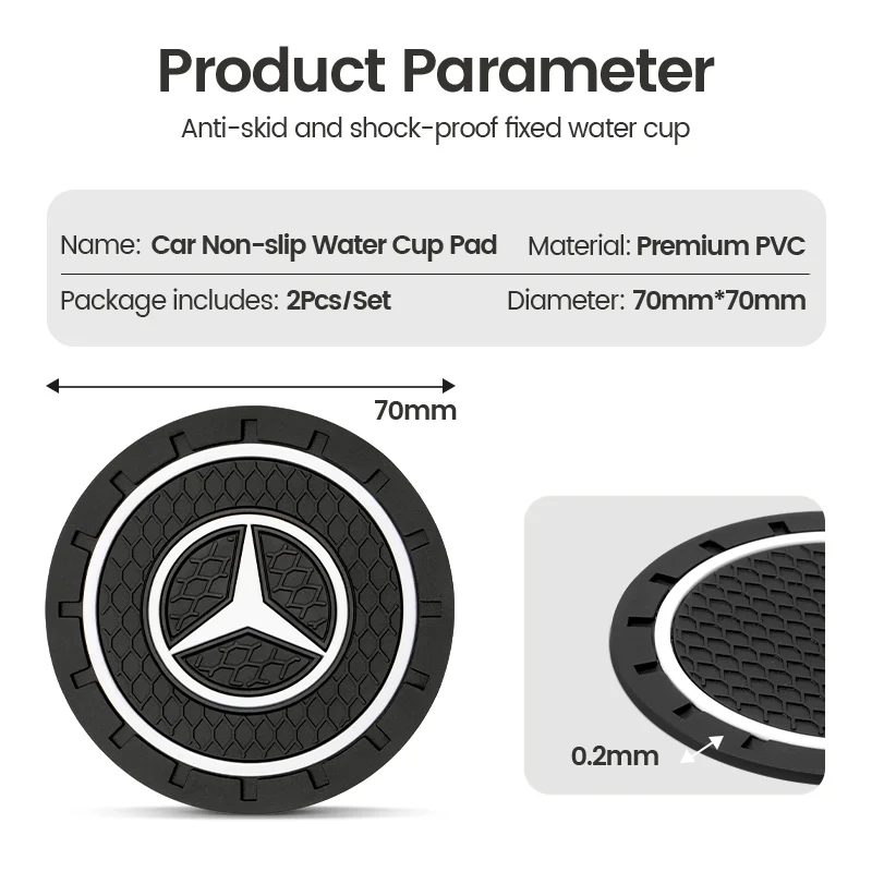 2pcs Silicone Car Coaster Water Cup Bottle Non Slip Pad Anti-Slip Mats For Mercedes Benz W166 W212 W213 W246 W176 W205 C180 W167