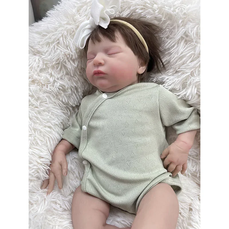 48cm Reborn Baby Doll Laura Sleeping Newborn Baby Doll z ręcznie korzonymi włosami Już pomalowana skóra 3D Muñecas Boneca Reborn