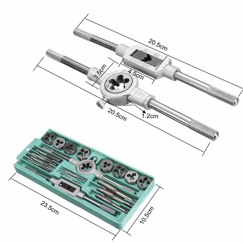 10/20Pcs Tap Die Set M3-M12 Screw Thread Metric Taps Wrench Dies DIY Kit Wrench Screw Threading Hand Tools Alloy Metal