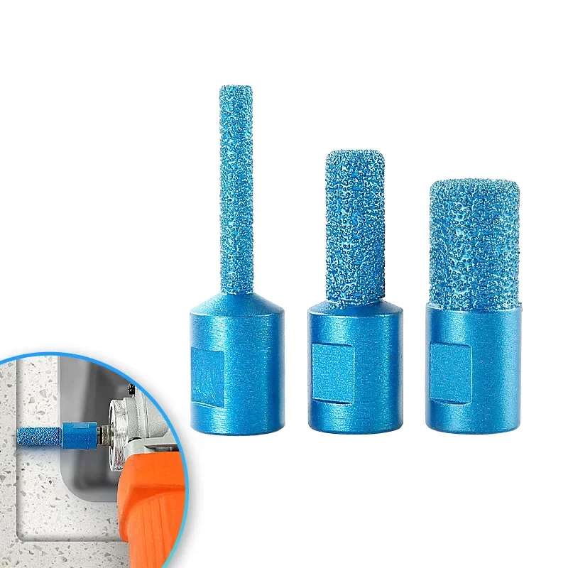 3pcs angle grinder brazing grinding head round drill bit quartz stone countertop6/10/15MMcountertop basin slotted polishing tool