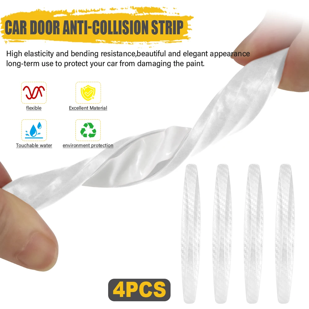 4Pcs Car Door Anti-collision Strip Bumper Scratch Protector Edge Bumper PVC Auto Guard Rearview Mirror Protection Strip