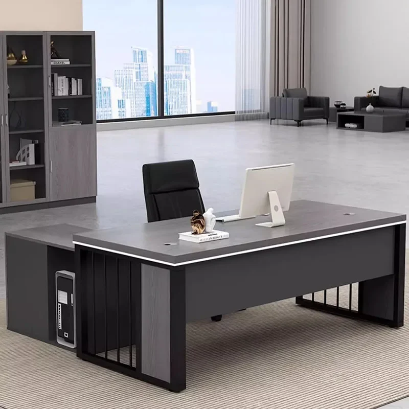 European Luxury Office Desk Supplies L Shaped Monitor Organizers Computer Desks Reception Drawers Mesa Escritorio Furnitures