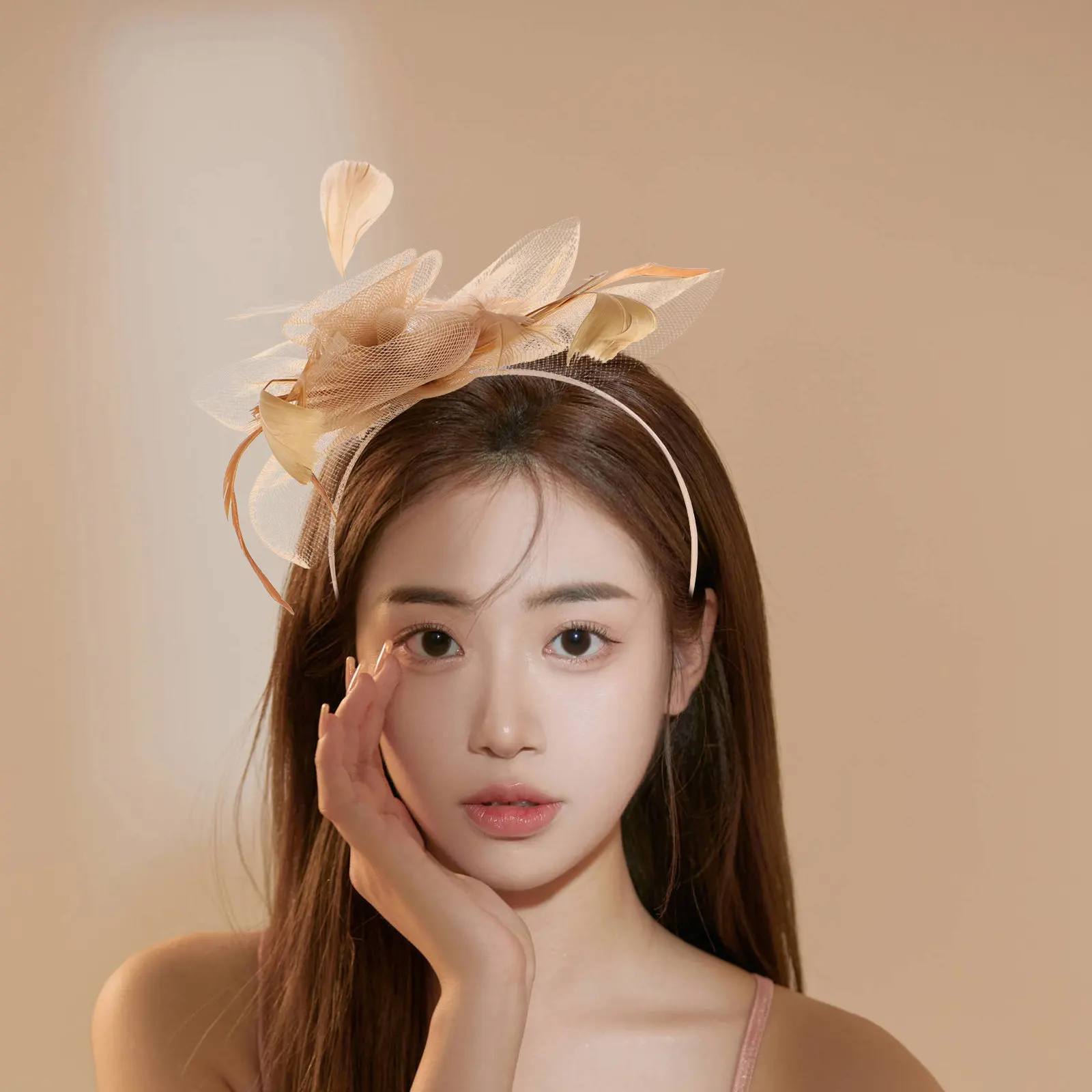 

1 шт. Заколка-ободок для волос из сетки цвета розового золота, праздничный головной убор, аксессуар для косплея, свадебный, на день рождения, женская заколка для волос