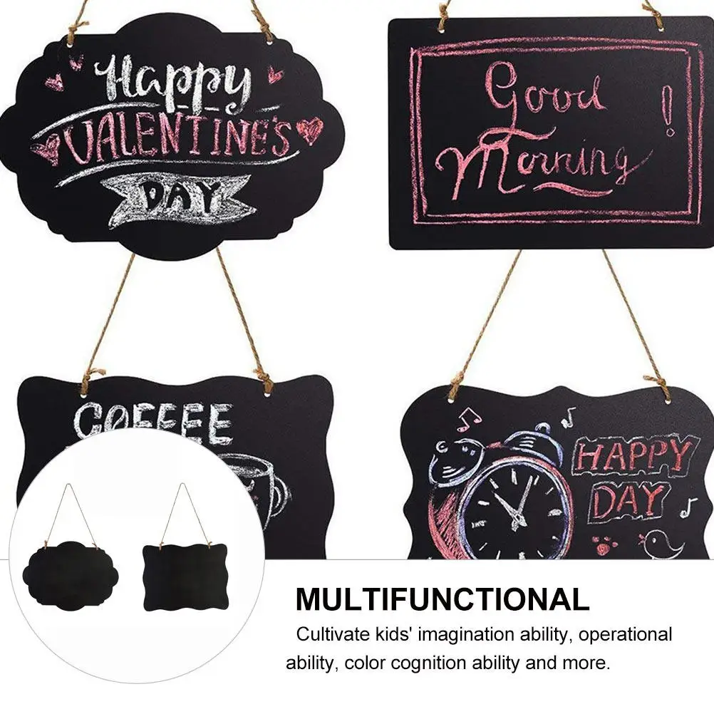 2Pcs Mini Wooden Blackboard Hanging Sign Double Sided Black Drawing Board Portable DIY Writing Memo Message Board Educational