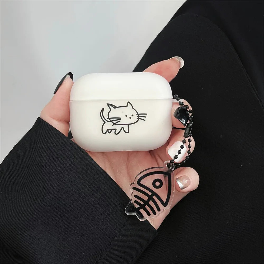 Casing AirPods 1 2 3 Matte kartun lucu, Earphone Bluetooth nirkabel, PENUTUP UNTUK Apple airpods Pro 2nd, casing Funda dengan gantungan kunci