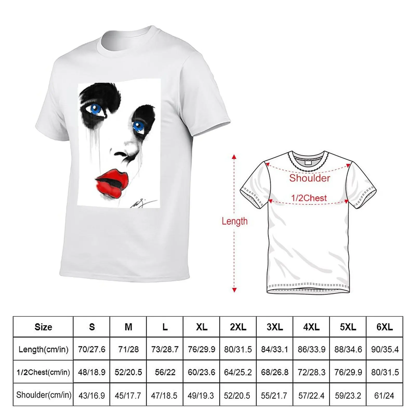 Deep blue eyes & Deep red lips T-Shirt man graphic t shirt man t shirts graphic man t shirt cotton T-shirt