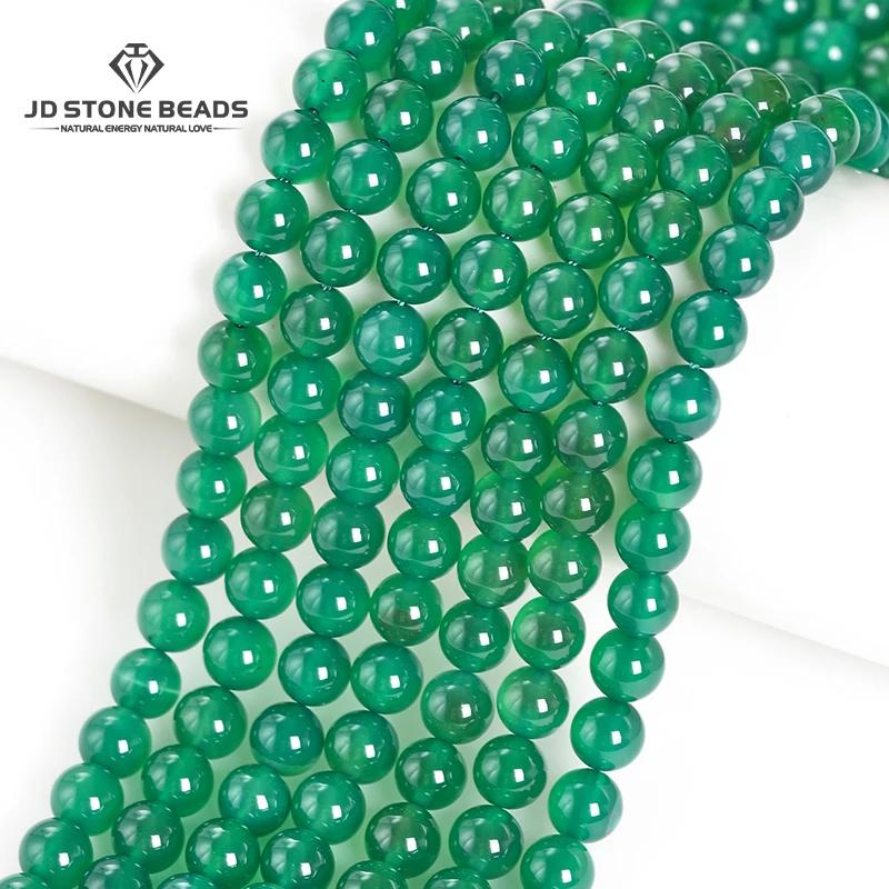 

7A Quality Natural Stone Dyed Green Agate Beads Round Loose Spacer 4 6 8 10mm for Jewelry Making DIY Necklace Bracelet Accessory