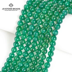7A Quality Natural Stone Dyed Green Agate Beads Round Loose Spacer 4 6 8 10mm for Jewelry Making DIY Necklace Bracelet Accessory