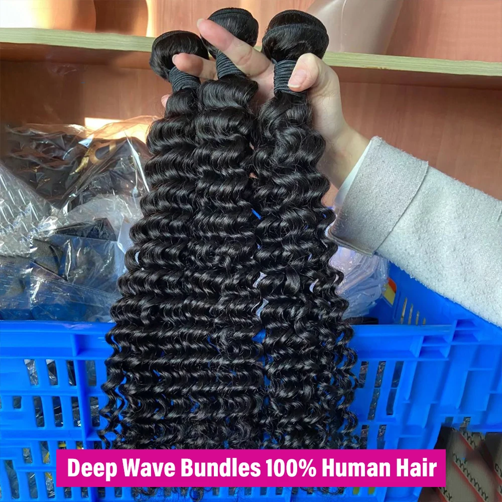 

Наборы волос Deep Wave 20, 22, 24 дюйма, 12A, 100% натуральные человеческие волосы, кудрявые, Fmidkou, доставка 3-5 дней