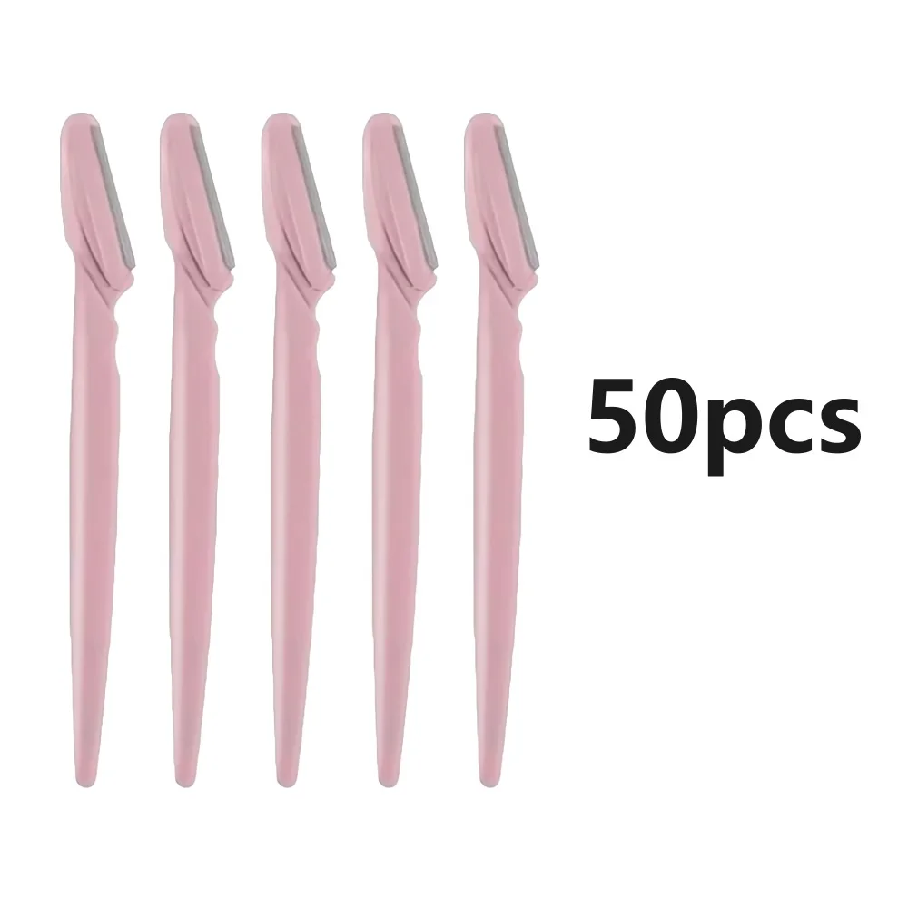 

50pcs/set Eyebrow Trimmer Pink Safe Blade Shaver Eye Brow Razor Body Face Hair Removal Shaver Blades Pro Beauty Tool Wholesale