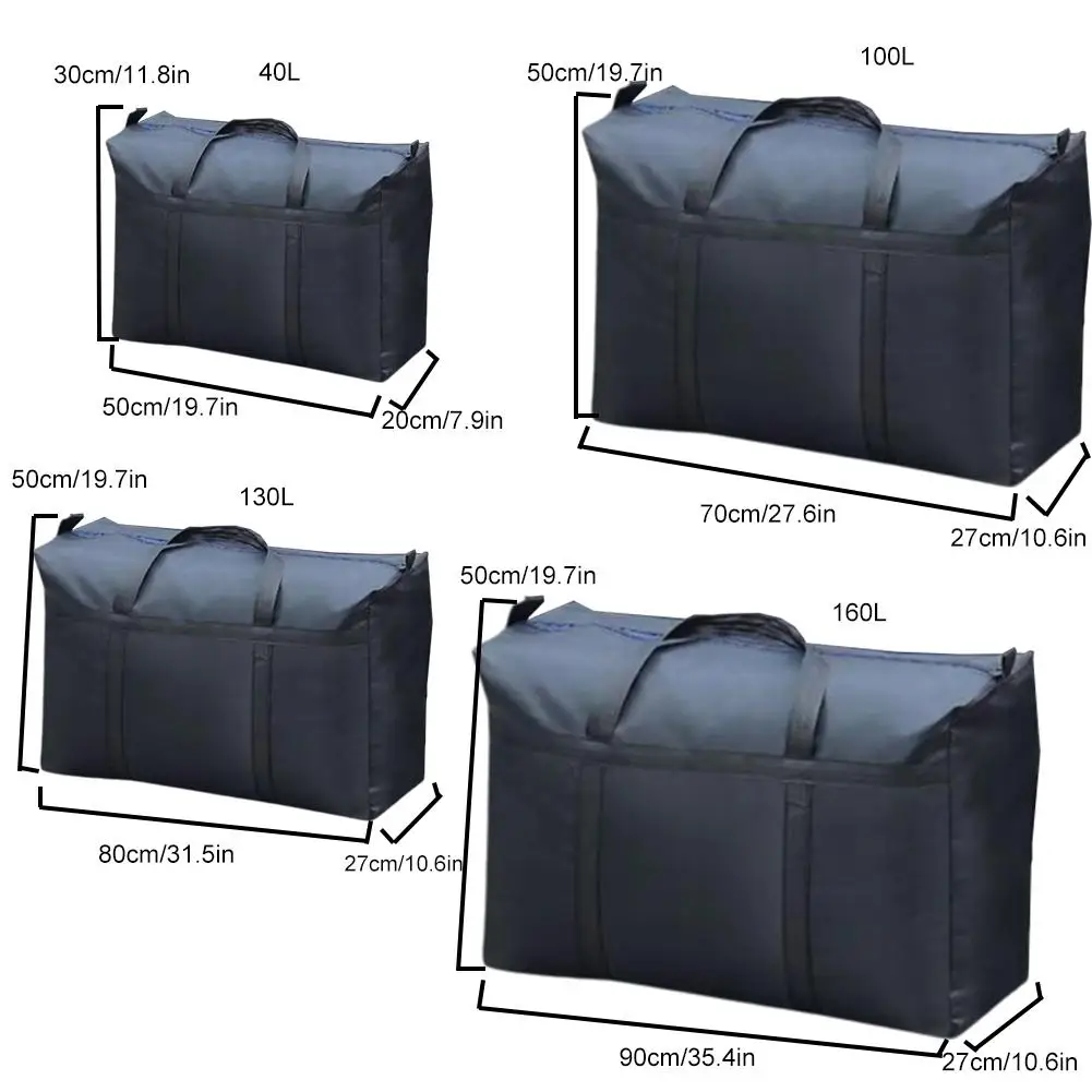 40/100/130/160L Extra Large Waterproof Moving Luggage Bags Premium-Quality Heavy Duty 600D Polyester Oxford Cloth Bags