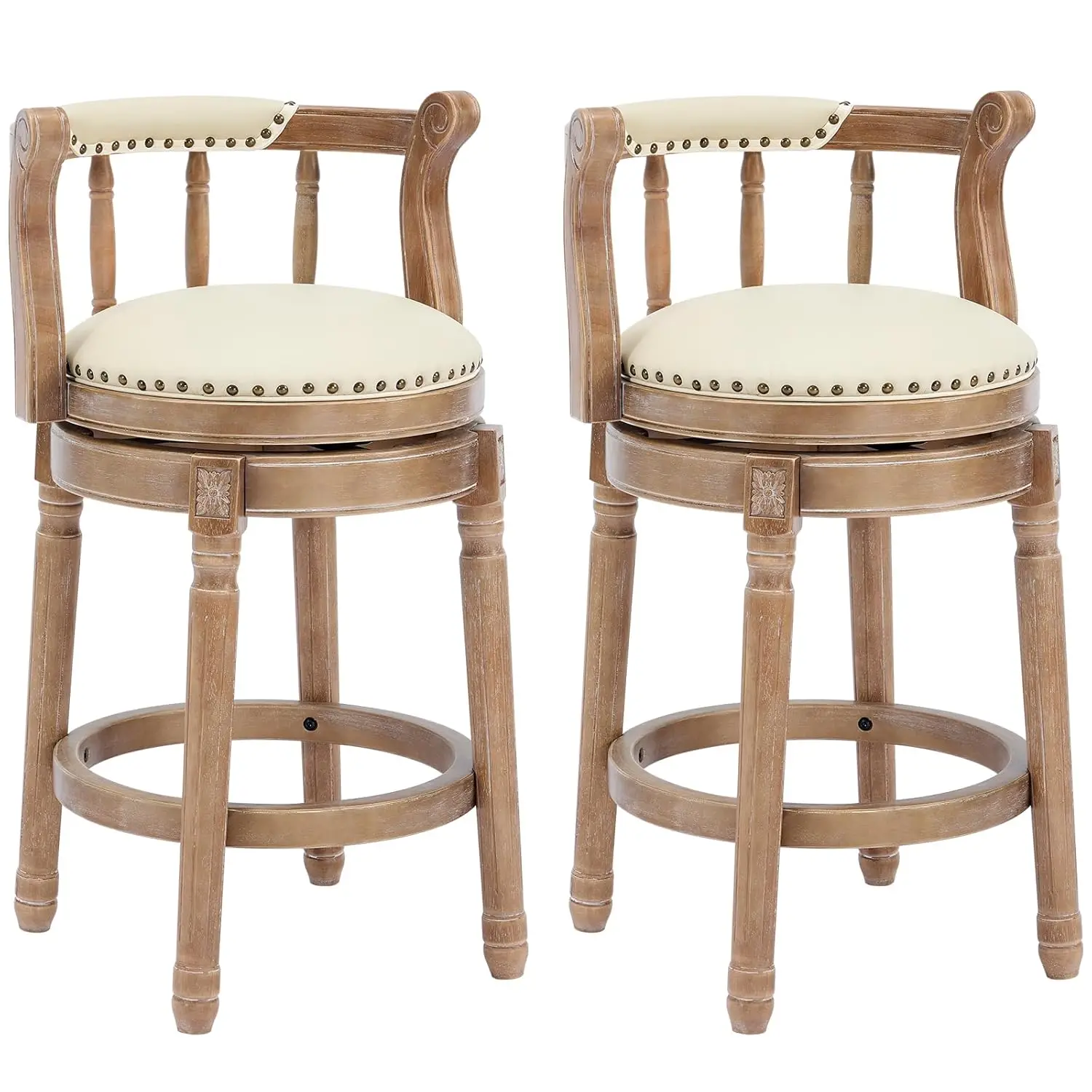 

Bar Stools Modern Swivel Barstools Genuine Leather Upholstered Bar Stool Island Barstool With Footrest For Home, Customized