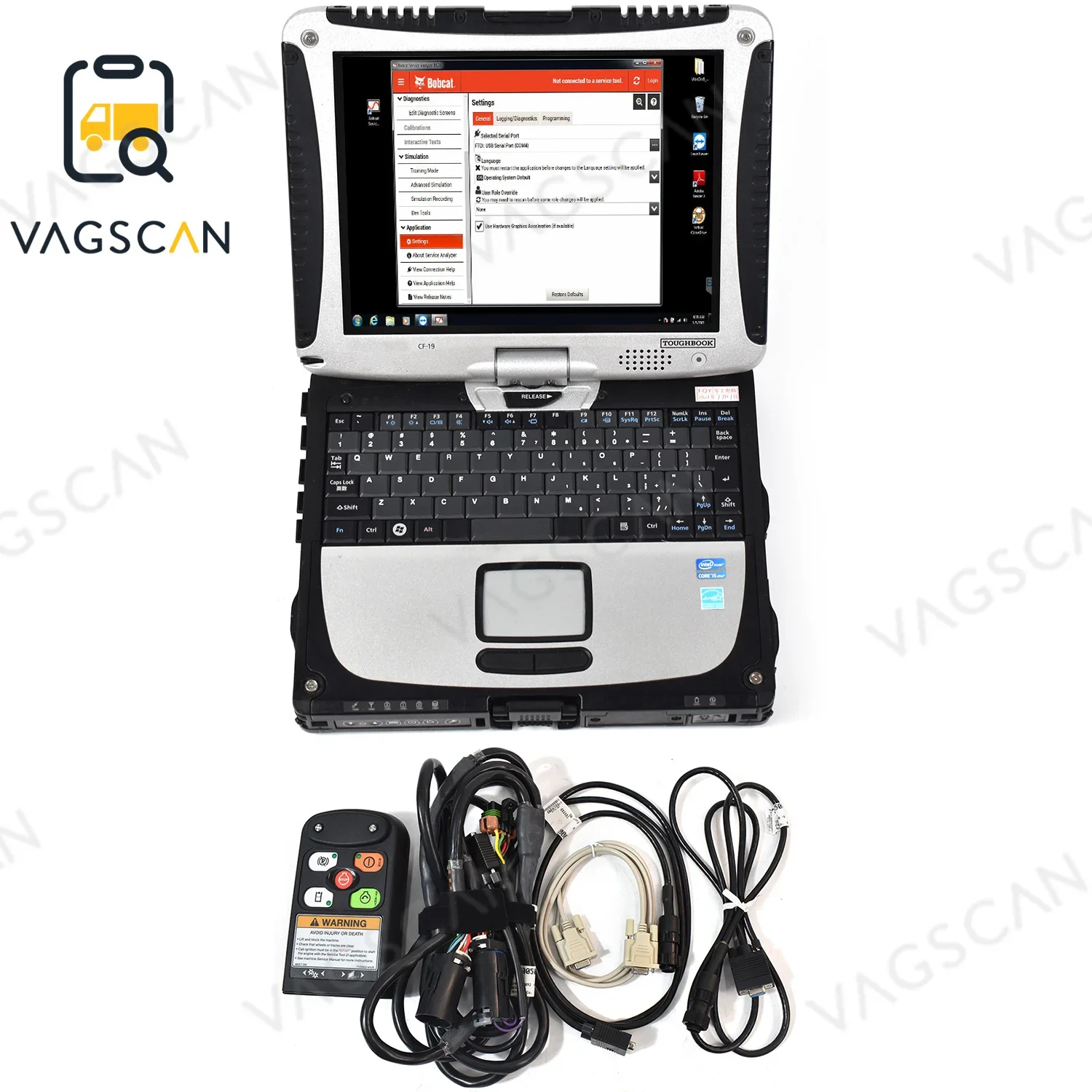 CF19 Laptop  For BOBCAT Wood Skid Steer Loader Excavator DIAGNOSTIC KIT (RST)  BOBCAT DIAGNOSTIC TOOL SERVICE ANALYZER