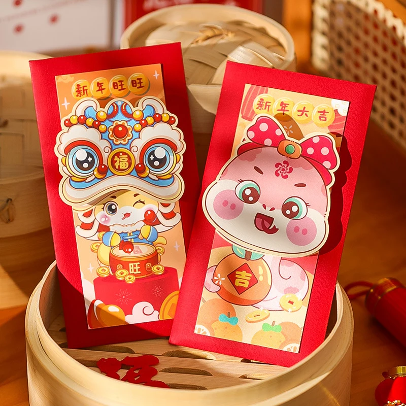 2/4/6Pcs Chinese Snake Year Red Envelopes Creative Spring Festival Red Packet Traditional New Year Lucky Money Pockets Gifts