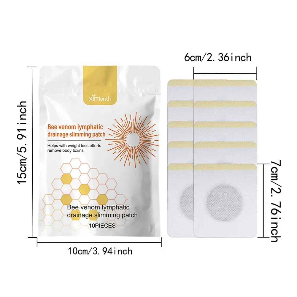 10Pcs Bee Drainage Patches Body Shaping Slimming Patch Bee Lymphatic Drainage Patch Speed Up Basal Metabolic Rate