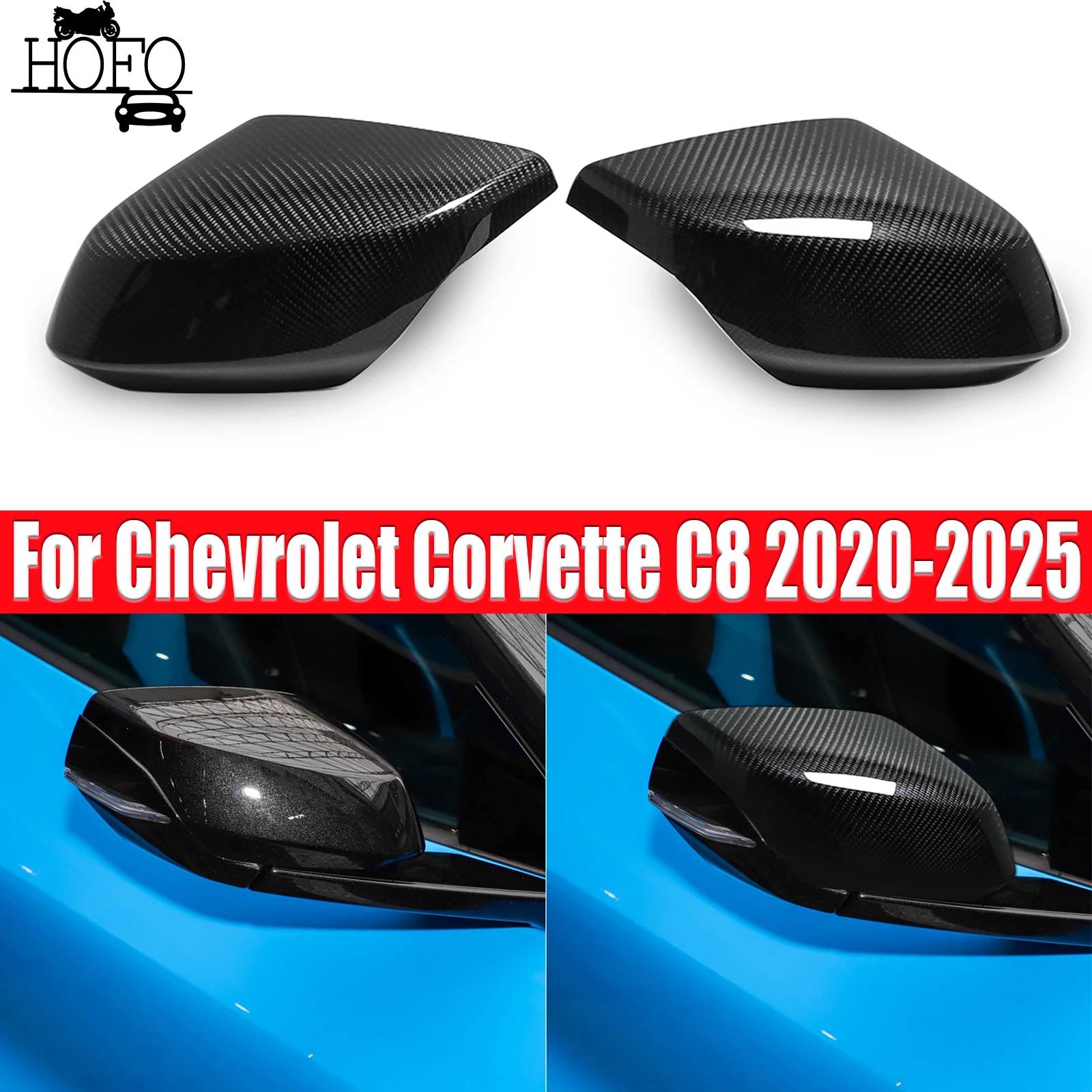 

For Chevrolet Corvette C8 2020-2025 REAL CARBON FIBER SIDE MIRROR COVERS CAP