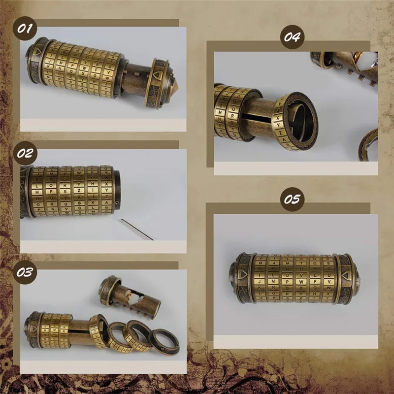 Da Vinci Code Mini Lock Puzzle Box With  Compartment Anniversary Code Lock As Gift For Boy And Girl As Shown