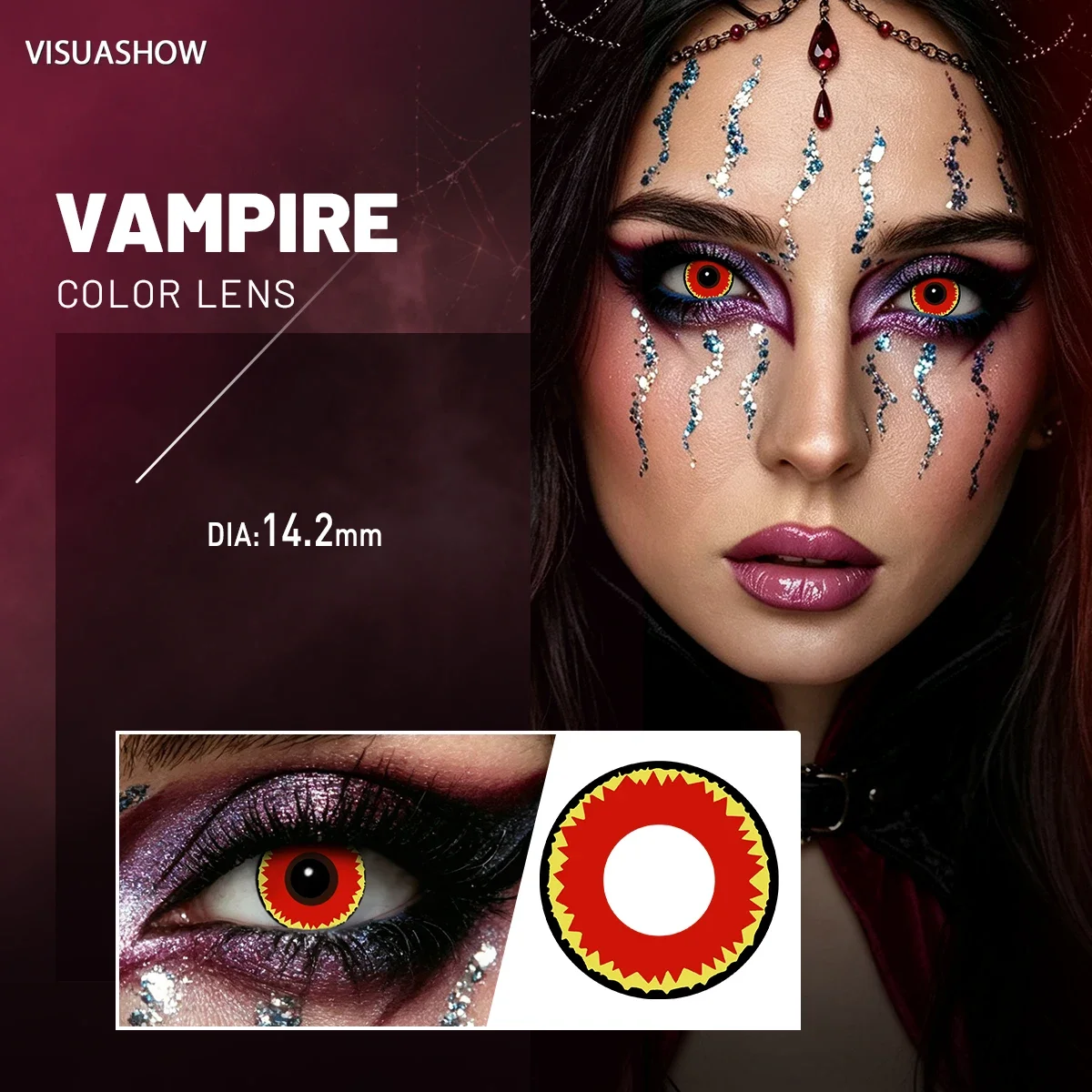 Lalens Grüne Anime-Cosplay-Farbkontaktlinsen, 1 Paar, 14,2 mm, Kosmetiklinsen für Cosplayer, Halloween, Weihnachtsfeier, Kostüm, Augen-Make-up – Detail 23