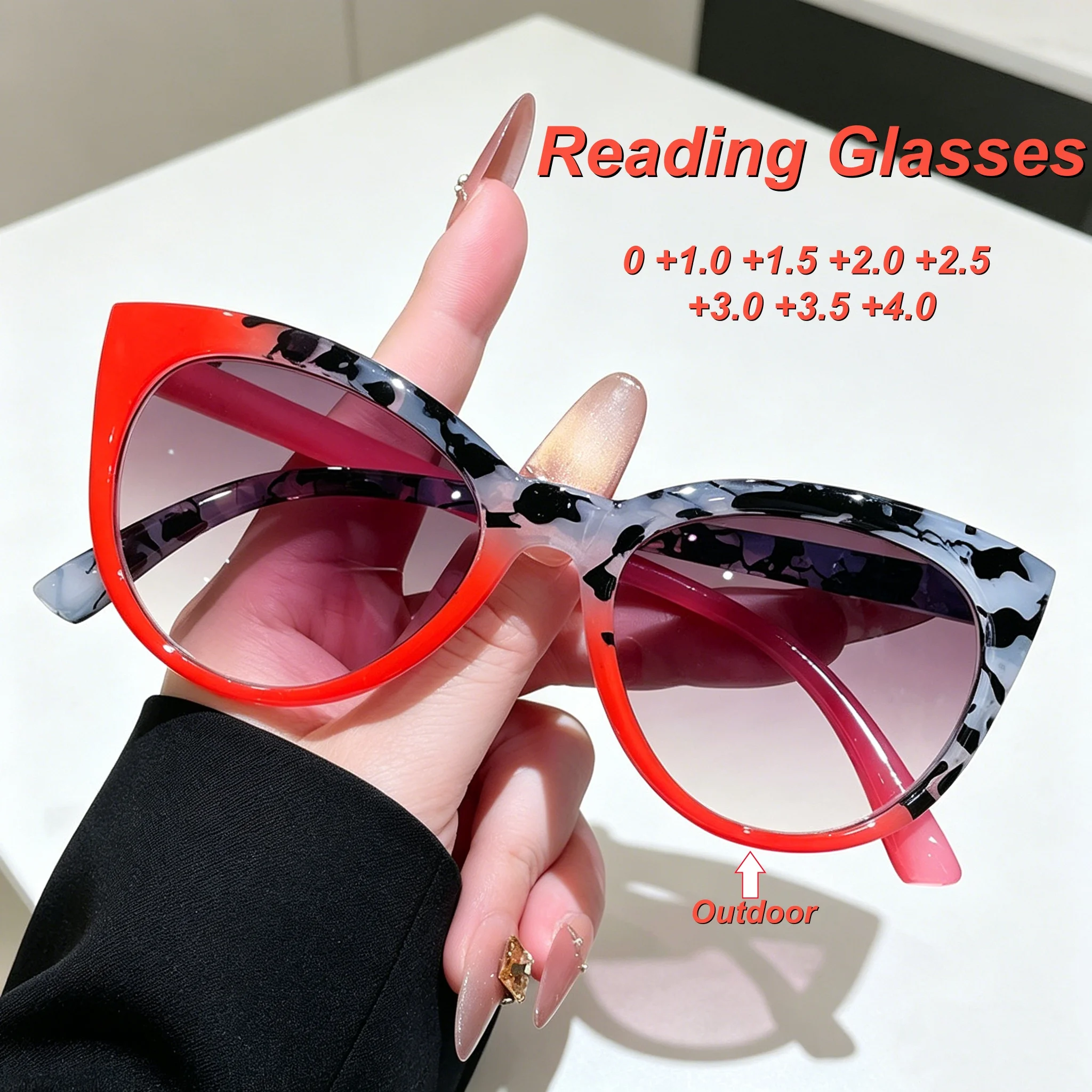 

2026 New Fashionable Personalized HD Cat Eye Women's Reading Glasses Retro Outdoor Neutral High Quality Sunscreen Glasses