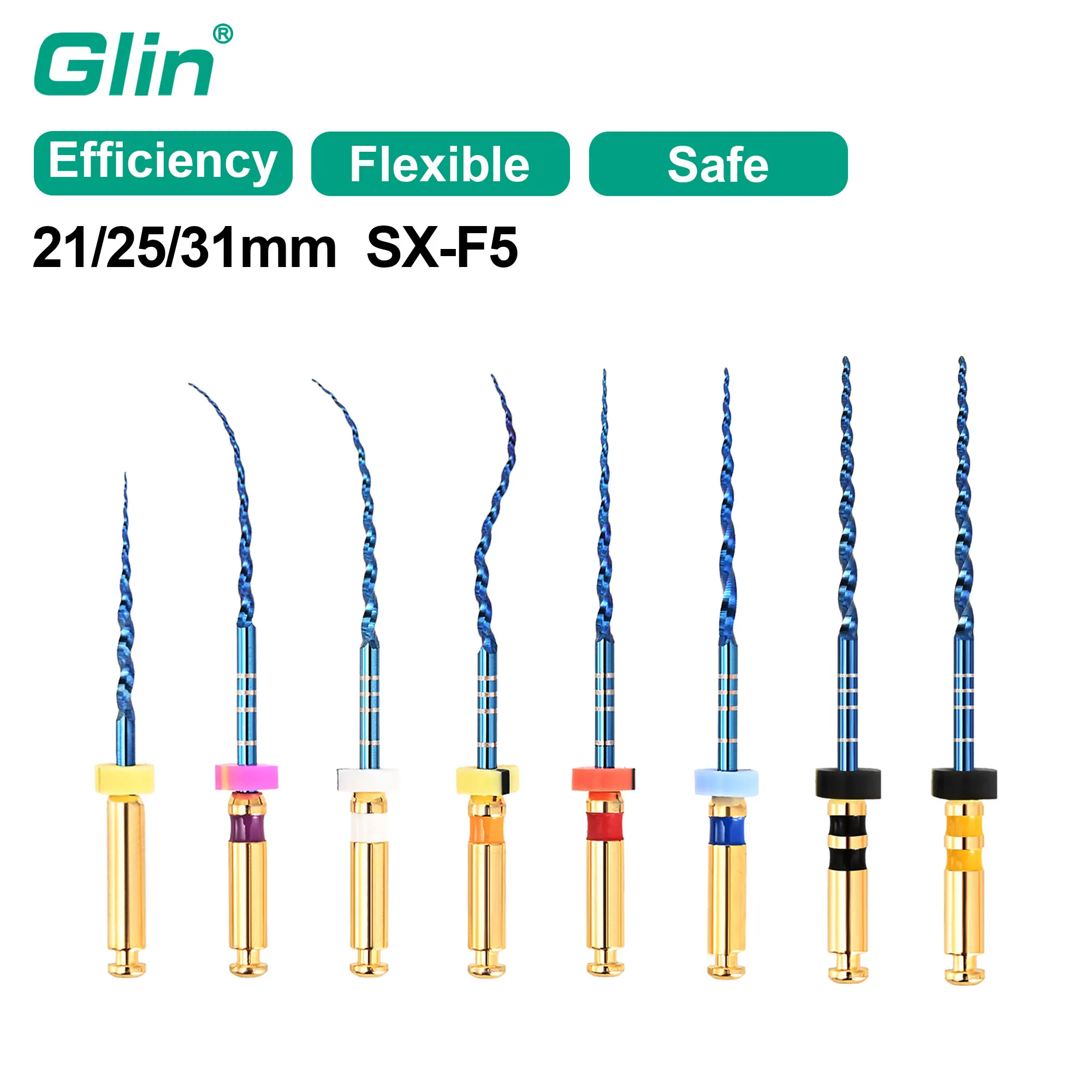 Glin Dental Rotary Super Files Blue Files Rotary Files Niti Heat Activation Endodontic Files Use for Root Canal