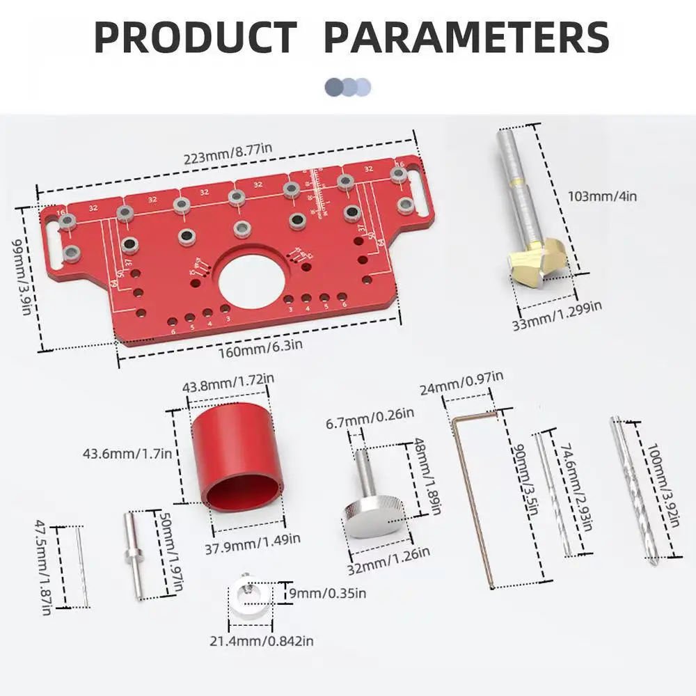 2 In 1 Door Handle Shelf Pin Drilling Guide Jig Woodworking Hinge Drilling Locator Hinged Cabinet Door Hole Puncher Jig