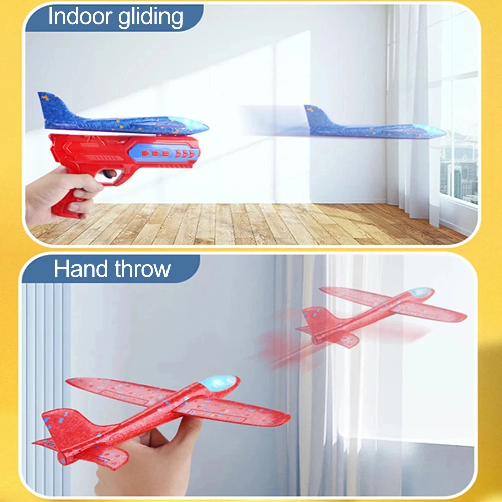 Airplane Launcher Toys Kids Catapult Guns Aircraft Shooting Toy Outdoor Sports Flying Foam Plane Launcher Gifts for Boys Girls