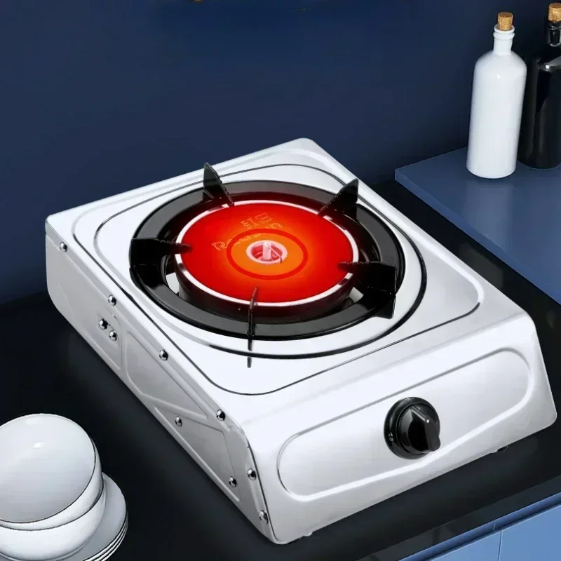 Heavy Fire Gas Stove, Far Infrared Single Burner, Stainless Steel Panel for Camping and Home Use, High Heat Output