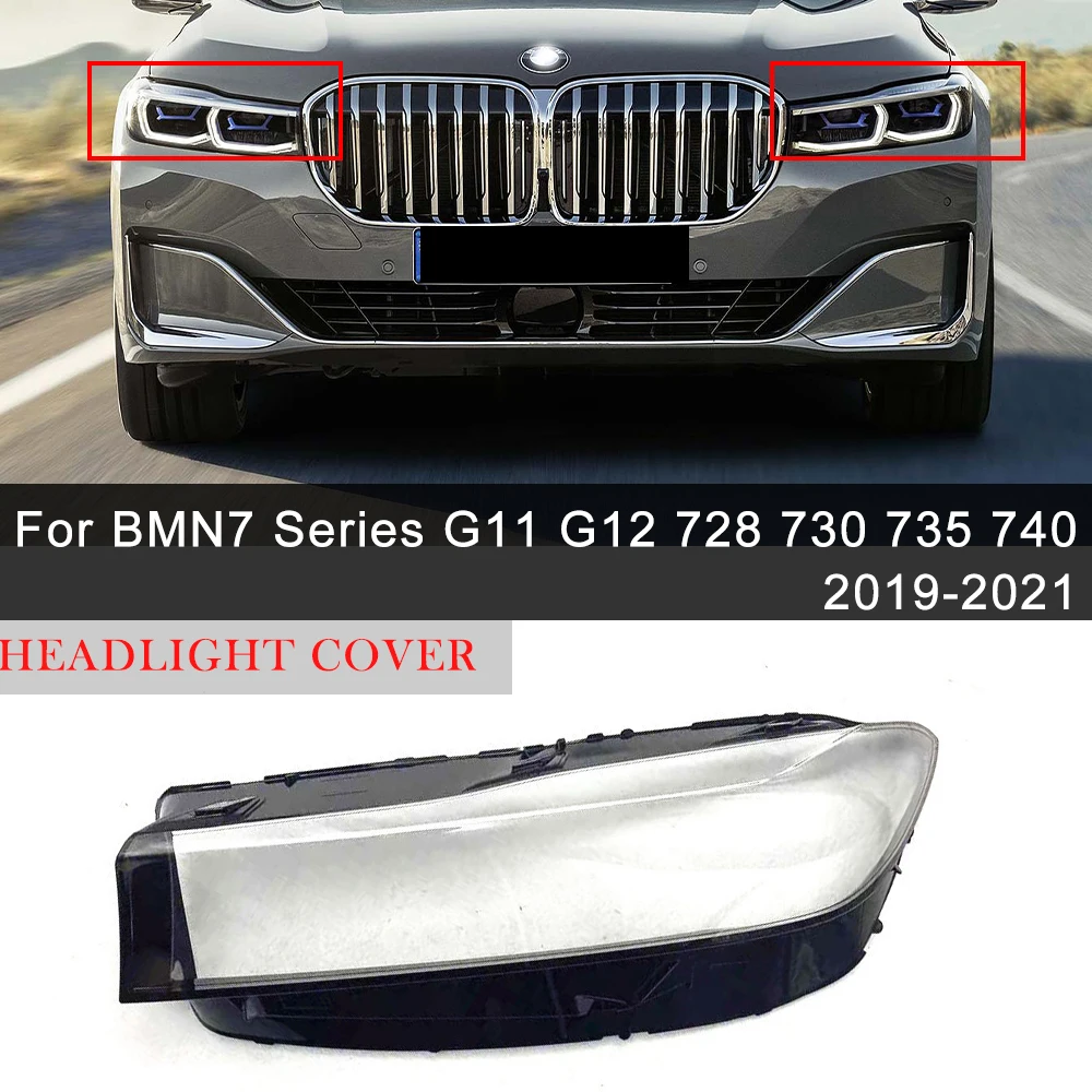 

Car Front Headlight Cover For BMW 7 Series G11 G12 728 730 735 740 2019 2020 2021 Transparent Lampshade Shell Auto Accessories