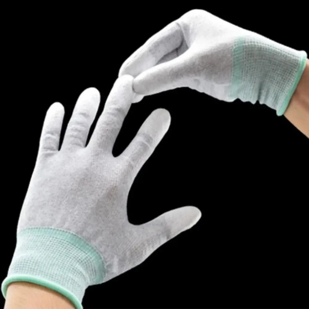 Tool White Anti-static Gloves Nylon-Carbon Palm Coating Working Gloves ESD Non-slip Safety Work Gloves Electronic