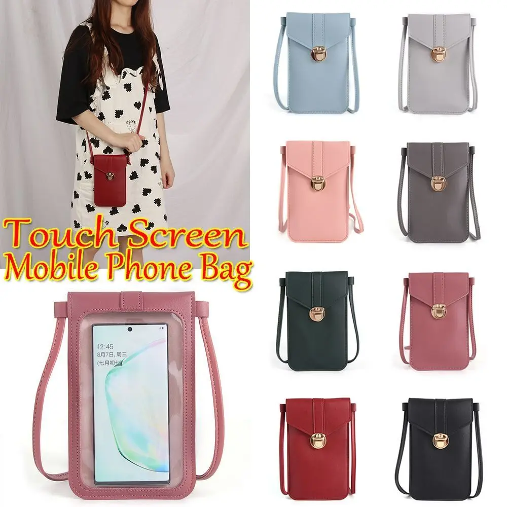 PU skórzana wąska torba na telefon komórkowy funkcjonalna torba na ramię z ekranem dotykowym z wieloma kieszeniami portfel na telefon komórkowy typu crossbody kobiety kobieta