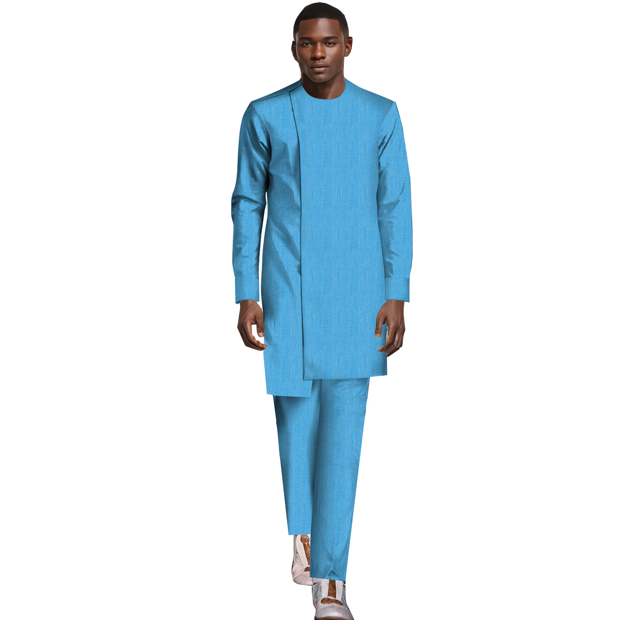

Summer Men Patchwork Top and Pant Set African Clothes for Men Casual Top Shirts Trouser Suits Set African Party Clothing WYN552