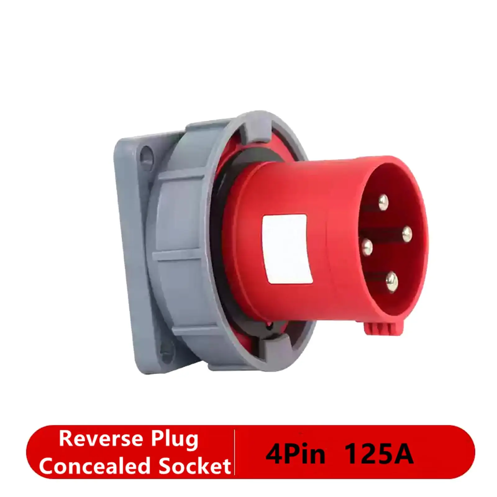 IEC60309 CEE Industrial Connector 125A 4 Pin IP67 Waterproof Flame Retardant Reverse Mount Concealed Mount Socket 415V 3P+E