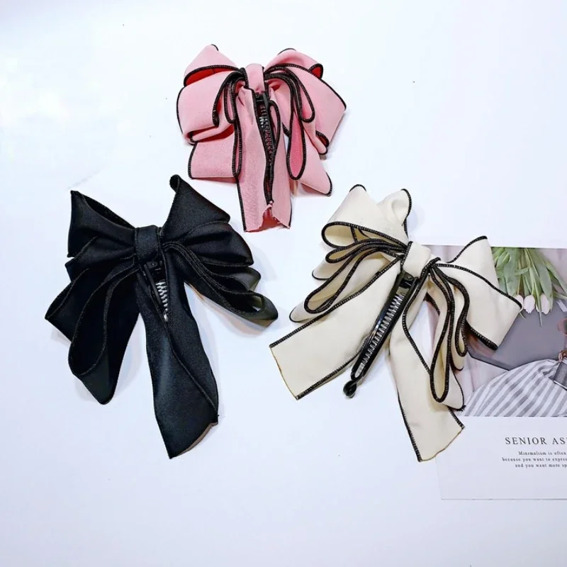 Korean New Banana Hair Clip College Sweet Big Bow  Claw Vertical pin Barrettes For Women Girls Headdress Accessories