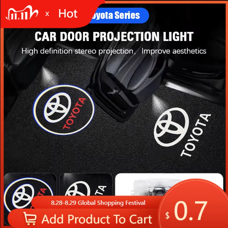 

Fot Toyota 2026 Новые 2 шт. лампы для проектора дверей автомобиля, приветственные огни, аксессуары для Toyota Corolla Yaris Aygo Prius RAV4 Crown CHR