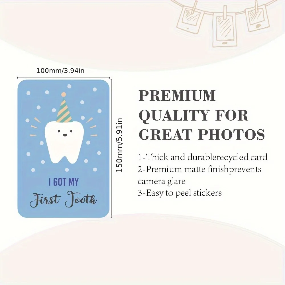 50pcs Milestone Cards Set With 18 Stickers | Matte Anti-Glare Photography Backgrounds For Newborns | Shower Gift