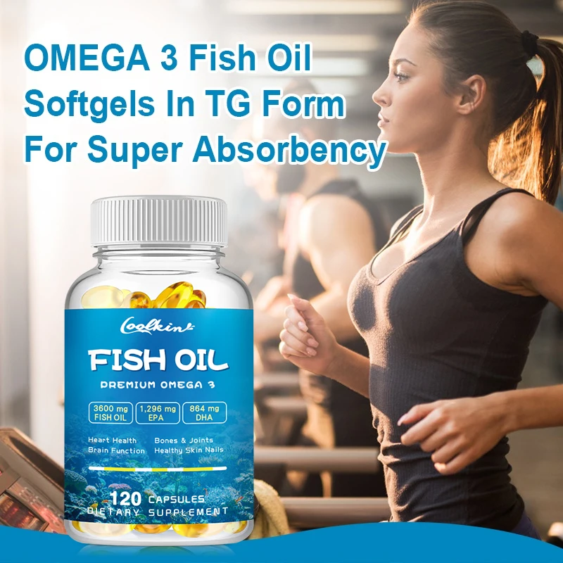 Omega-3 Fish Oil Capsules -rich in EPA, DHA - Support Brain & Cardiovascular & Skin Health, Antioxidant & Improve Memory