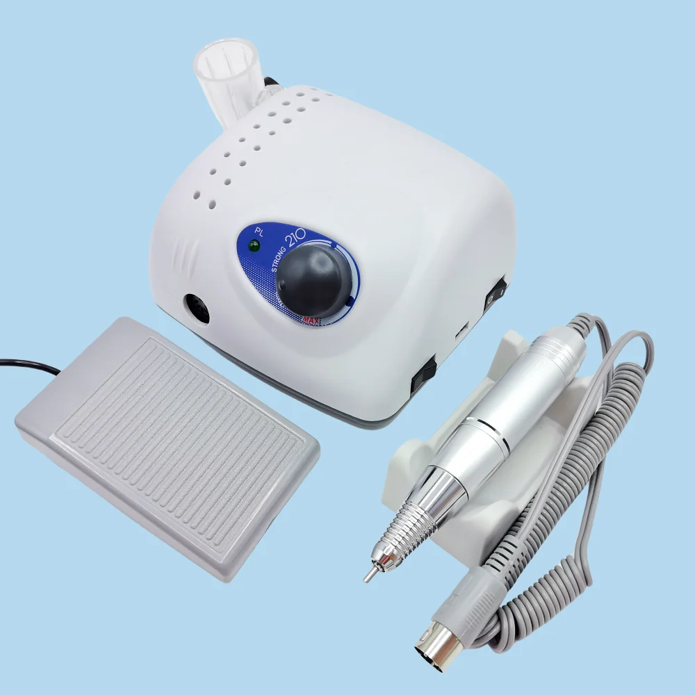 

65W STRONG 210 Electric Nail Drill Machine 35000 RPM Handle Pedicure Professional Nail Lathe Low Noise Cutters Nail File Kit