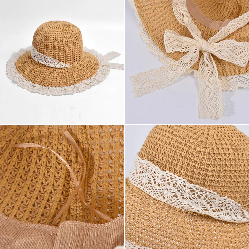 Topi Pelindung Musim Panas Wanita Topi Matahari Dapat Dilipat Topi Pantai Pinggiran Besar Lebar Topi Lolita Mode Topi Pelindung UV Pantai Chapeau Femme