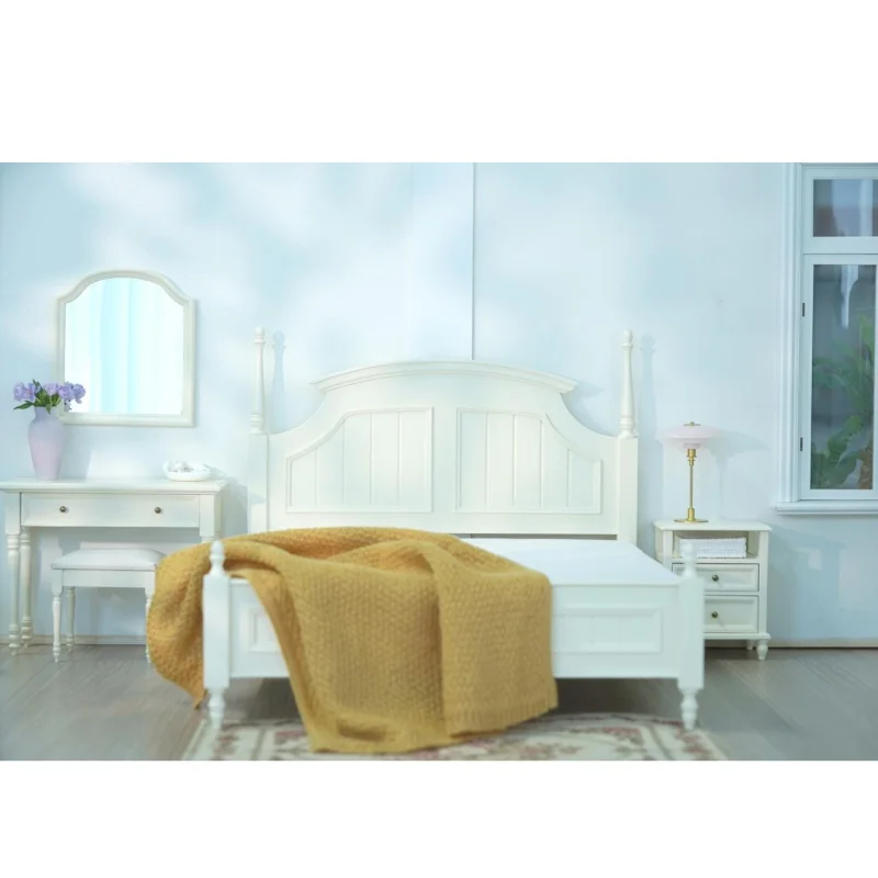 Meubles de maison de poupée en bois massif, accessoires de lit rétro, Table de chevet Bjd Blyth soldat Lol, chambre à coucher, modèle Miniature, ornement, 1/6