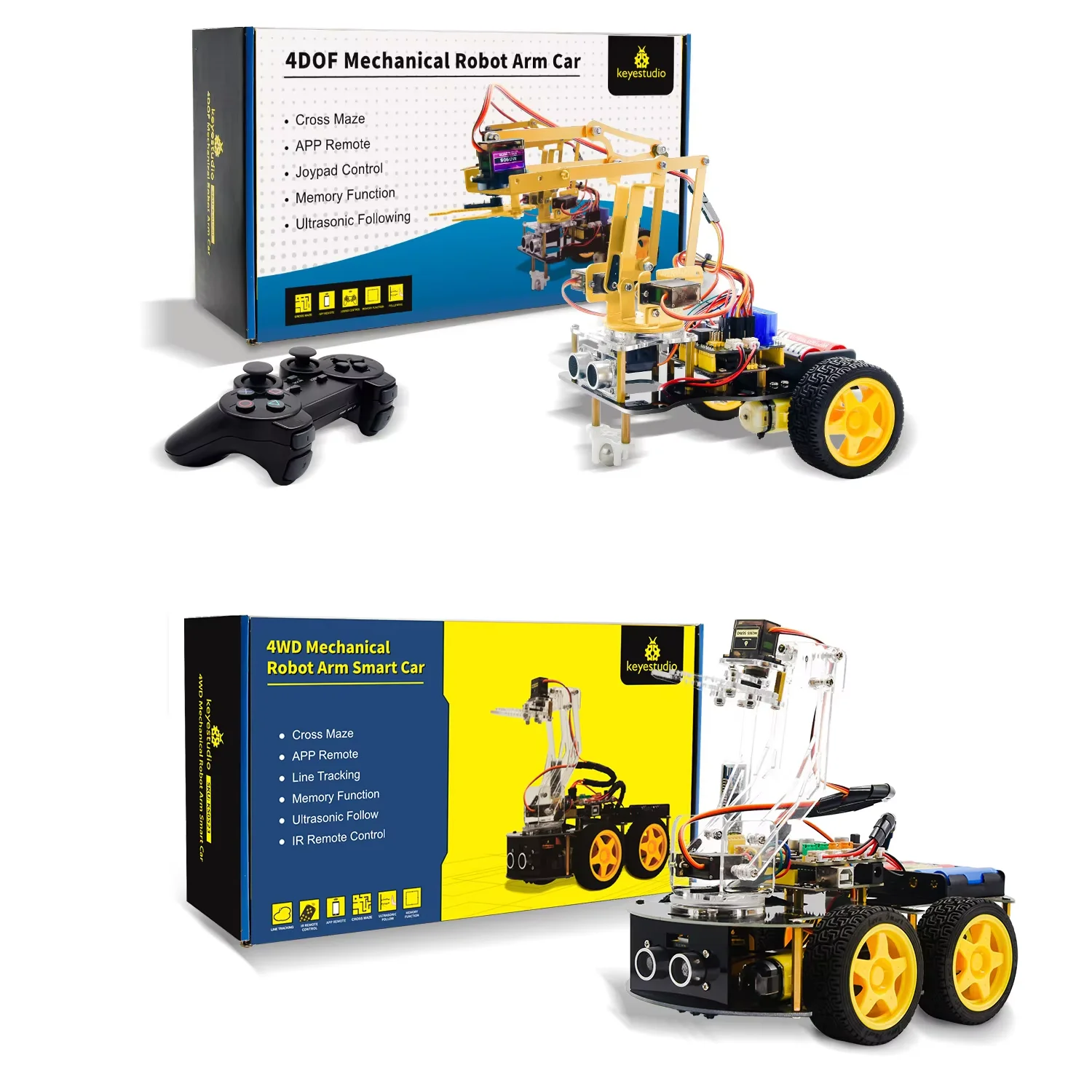 

Набор для сборки механического робота-манипулятора KEYESTUIDO 4WD и 2WD для Arduino, программируемый электронный набор для самостоятельной сборки, подходит для начинающих.