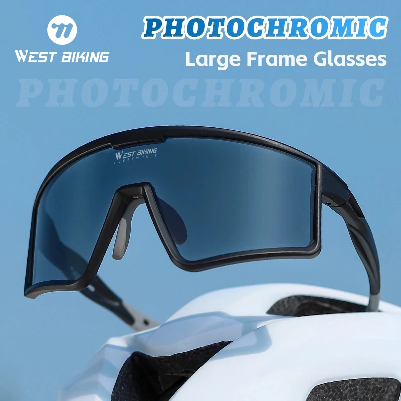 WEST BIKING Photochromic Cycling Glasses Large Frame Lightweight Sunglasses Myopia Frame Skin Friendly Outdoor Sport Eyewear