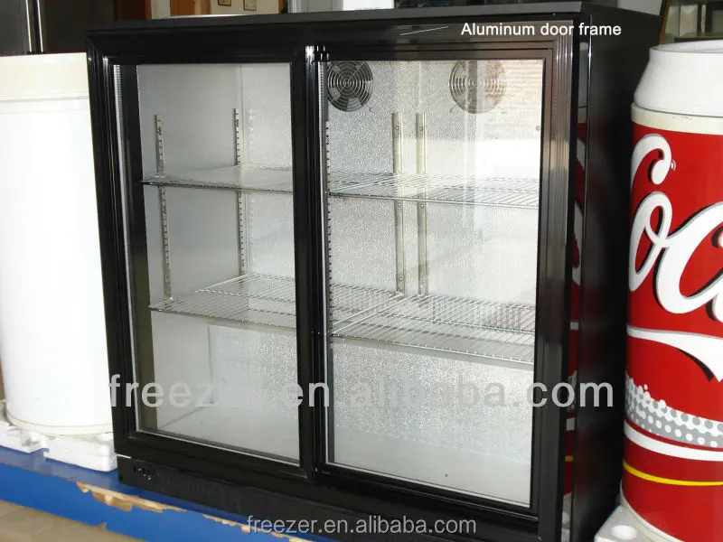 Atacado de aço inoxidável comercial 228l sob balcão traseiro barra geladeira duas portas porta deslizante refrigerador garrafa cerveja para venda
